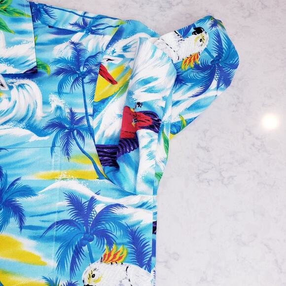 HAWAII Colorful Parrot Hawaiian S/S Shirt Button Up Men's Size Large *Minor Flaw - Picture 4 of 9